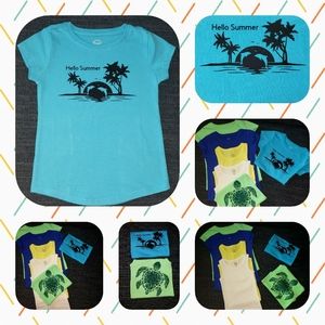 Hello Summer Dolphin palm tree scenery t-shirt